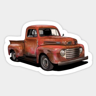 Rusty red 1950 Ford F1 Pickup Truck Sticker